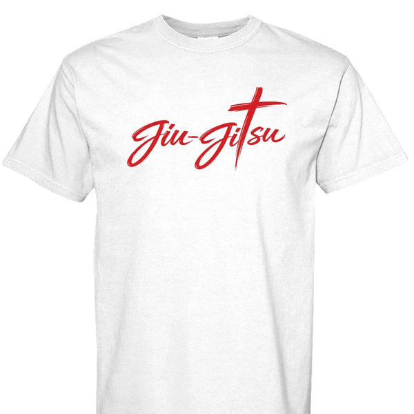 Jiu Jitsu Cross T-Shirt - Christian BJJ Faith & Grit Tee - Under Pressure